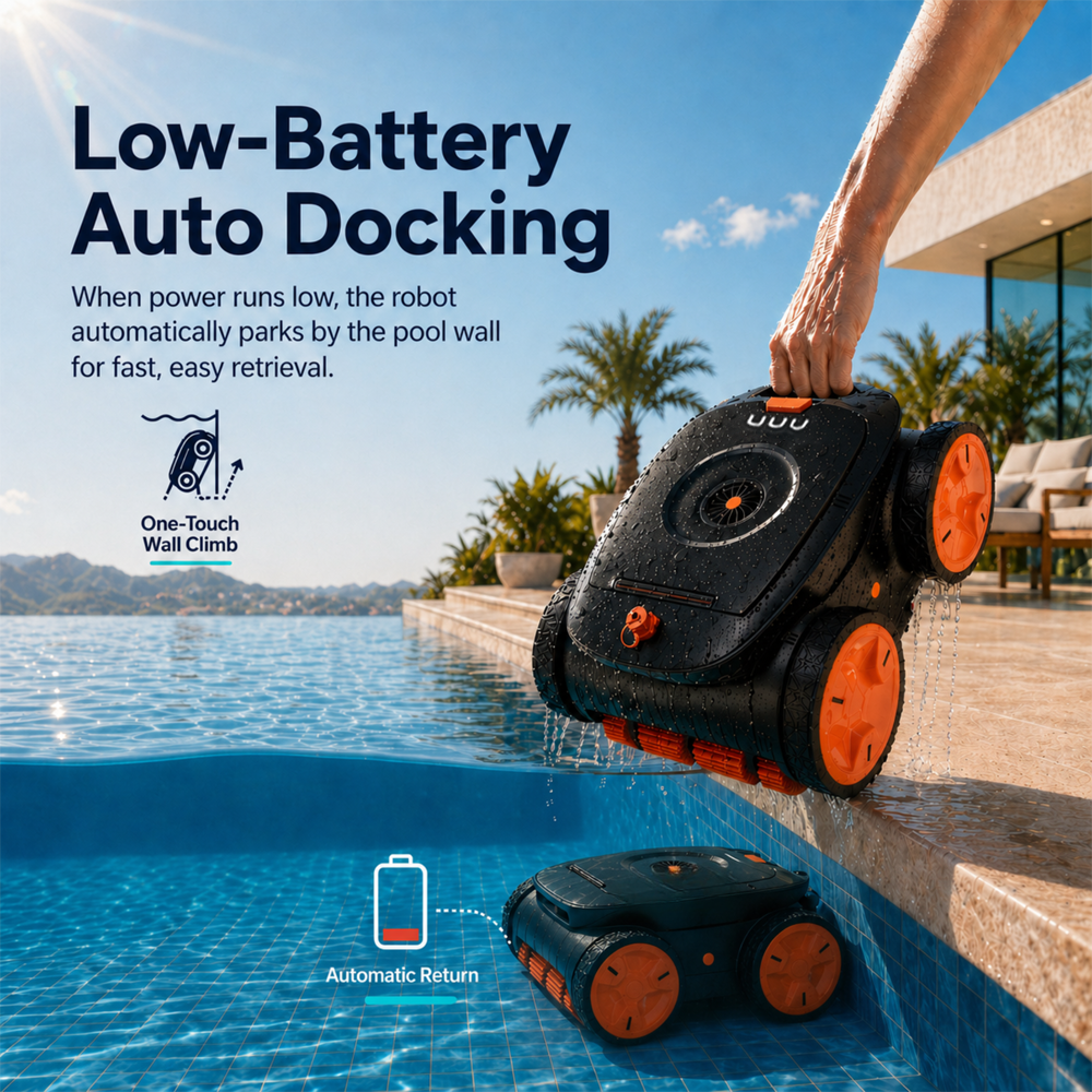 UUU Robotic Pool Cleaner low battery auto docking