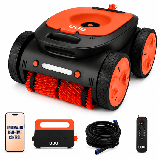 UUU Robotic Pool Cleaner Corded Cordless App Remote Control-ORANGE