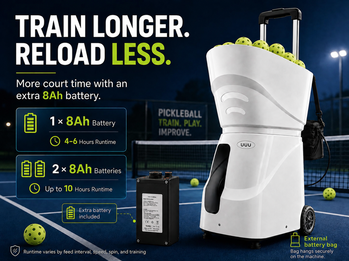 UUU TS-09P Pickleball Machine App Control 68MPH 80-Ball Hopper