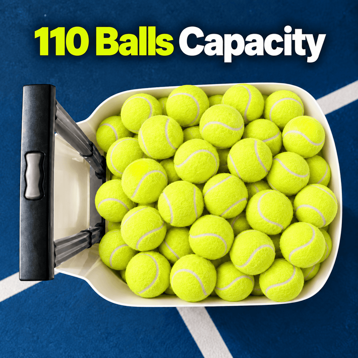 Tennis Ball Machine, 110-Ball Hopper App Control Dual Batteries
