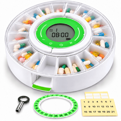 Automatic Pill Dispenser, 21 & 28 Day Medication Organizer