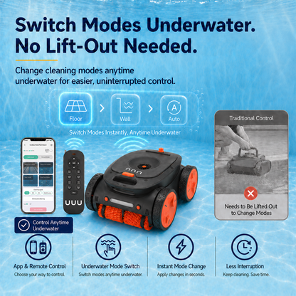 UUU Robotic Pool Cleaner switch modes underwater