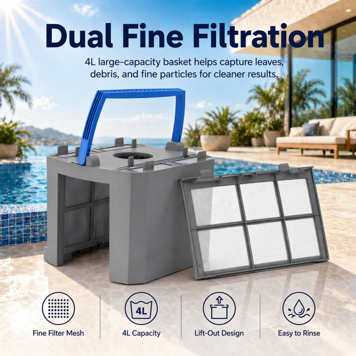 UUU HG800 Pool Robot Vacuum dual fine filtration