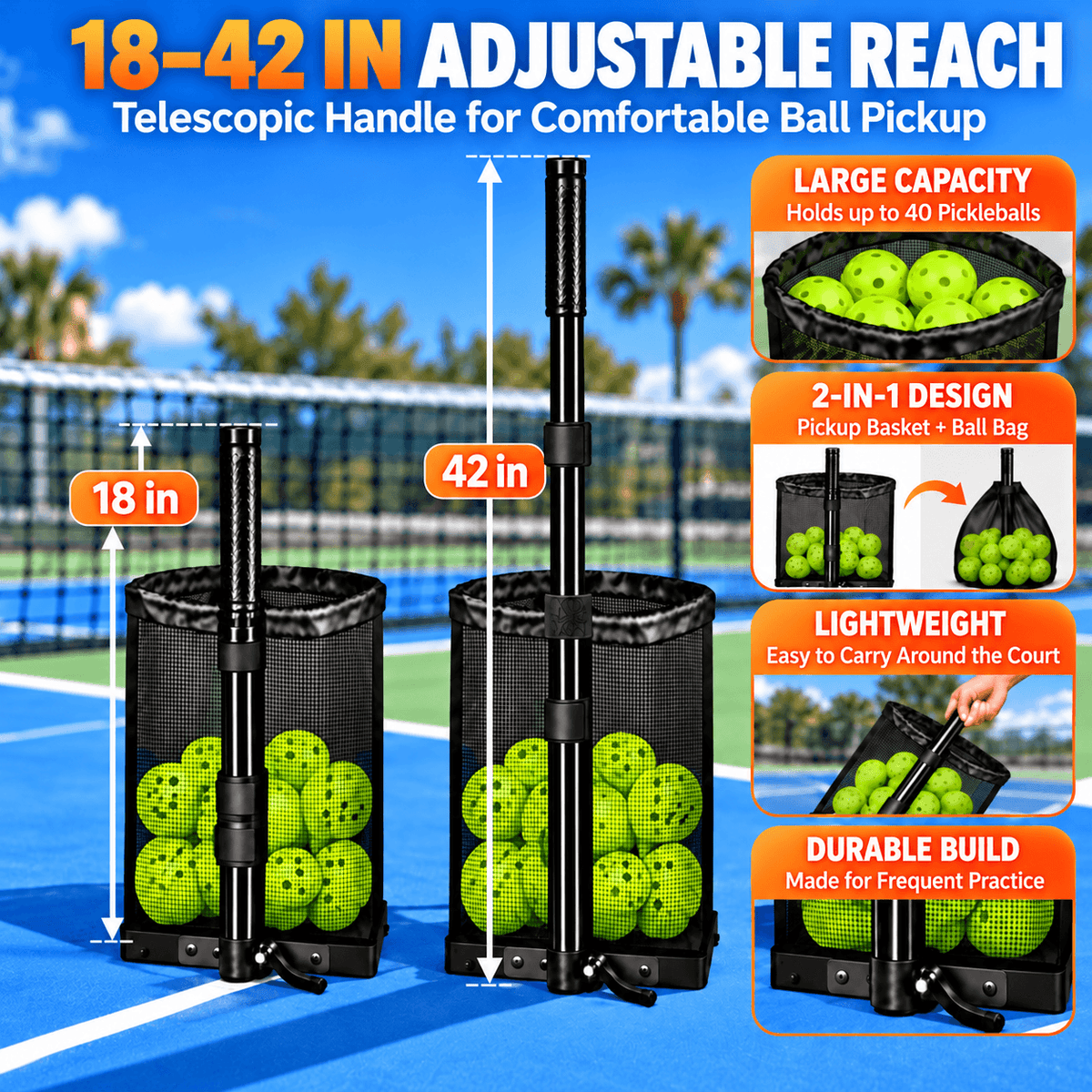 Telescopic Pickleball & Tennis Picker Upper UUU