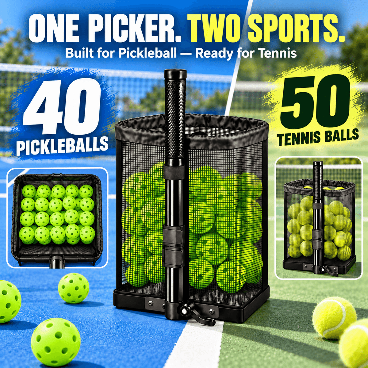Telescopic Pickleball & Tennis Picker Upper UUU