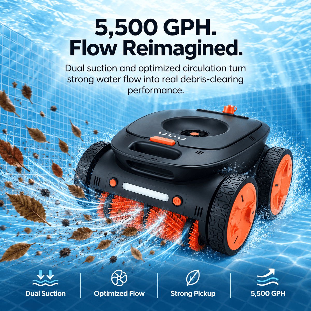 Robotic Pool Cleaner, Cordless Inground Remote Control Vacuum